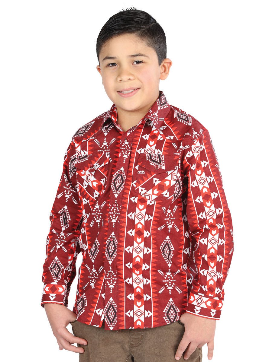Casual Long-Sleeve Shirt by El General in Red