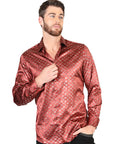 El General Burgundy/Gold Casual Long-Sleeve Shirt