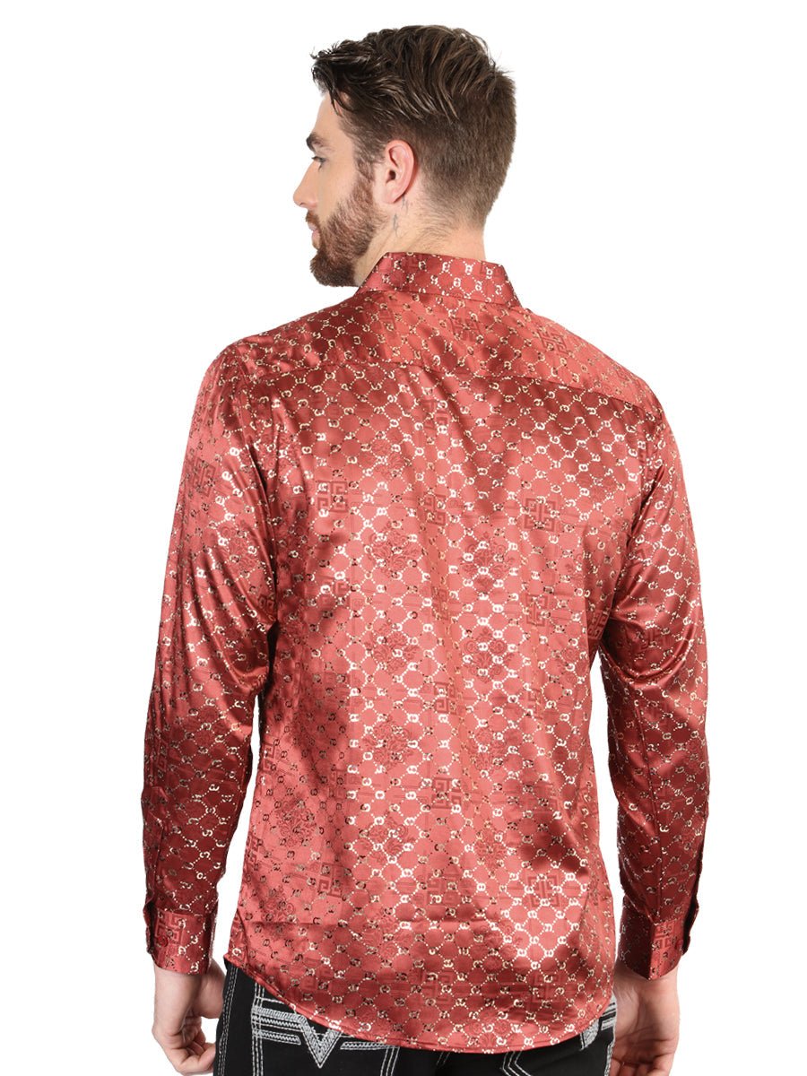El General Burgundy/Gold Casual Long-Sleeve Shirt