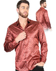 El General Burgundy/Gold Casual Long-Sleeve Shirt
