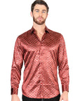 El General Burgundy/Gold Casual Long-Sleeve Shirt