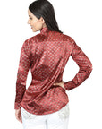 El General Casual Long Sleeve Shirt in Burgundy/Gold — Premium Stretch