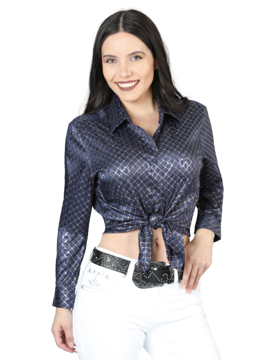 El General Casual Long-Sleeve Shirt in Navy Blue — Black/Gold