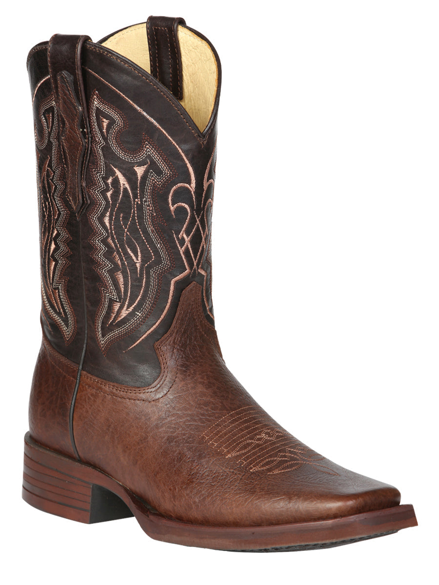 El General Men’s Leather Cowboy Boot - Made in Mexico - Brown 44655