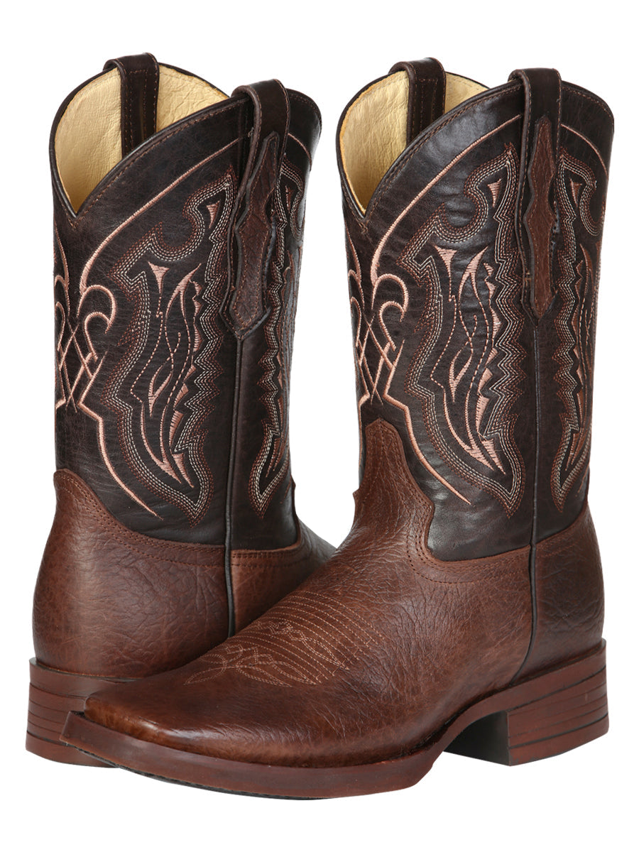 El General Men’s Leather Cowboy Boot - Made in Mexico - Brown 44655