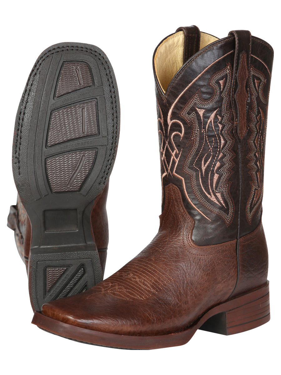 El General Men’s Leather Cowboy Boot - Made in Mexico - Brown 44655