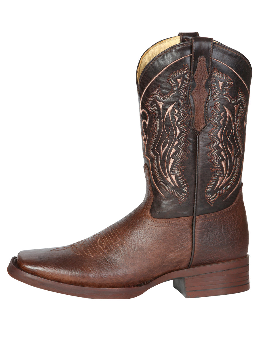 El General Men’s Leather Cowboy Boot - Made in Mexico - Brown 44655