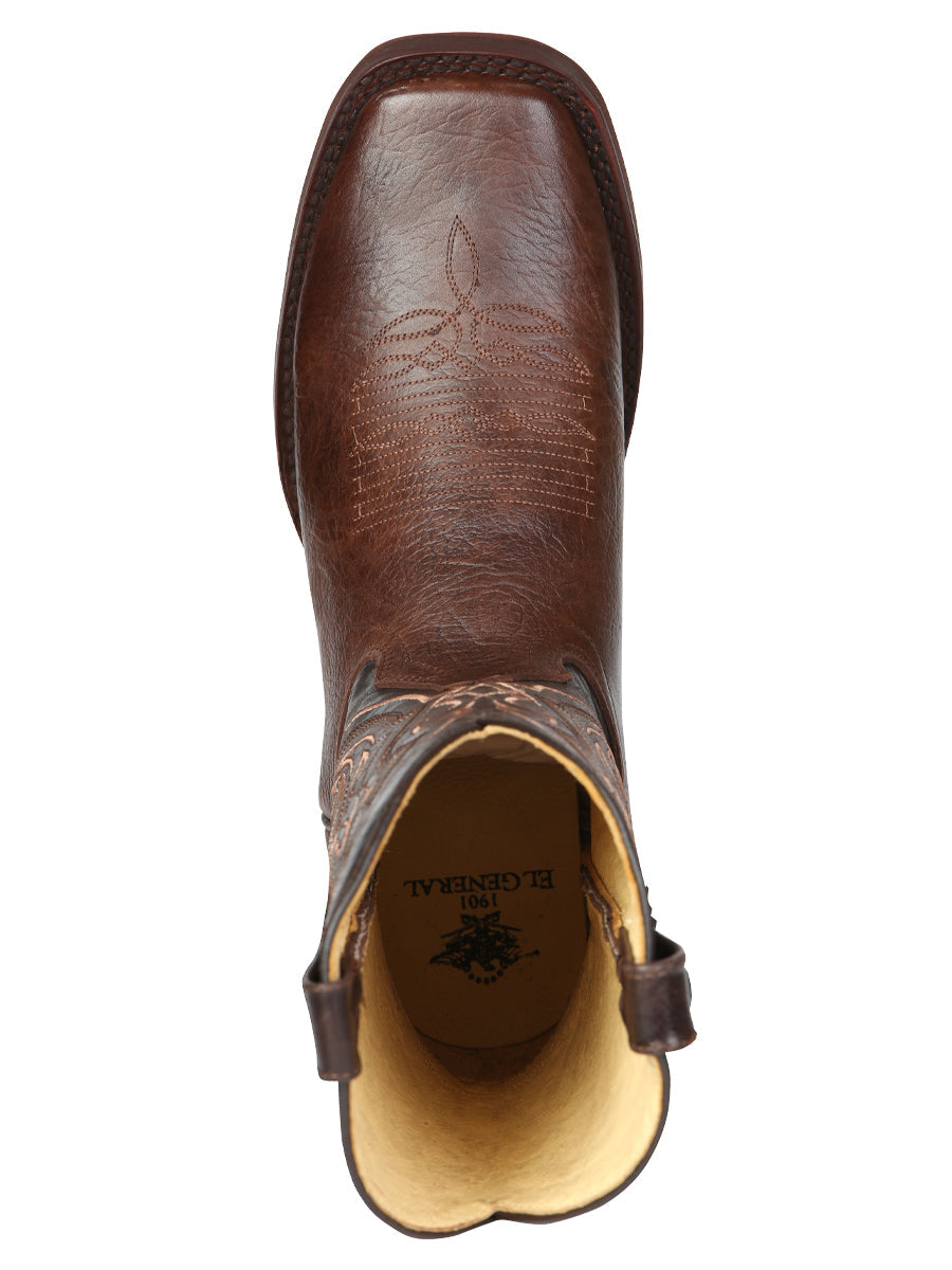 El General Men’s Leather Cowboy Boot - Made in Mexico - Brown 44655