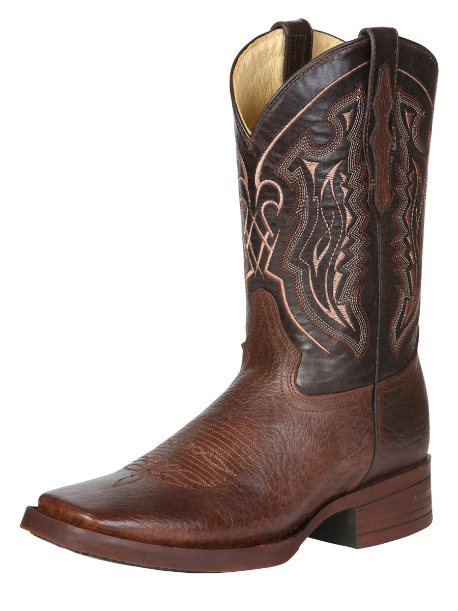 El General Men’s Leather Cowboy Boot - Made in Mexico - Brown 44655