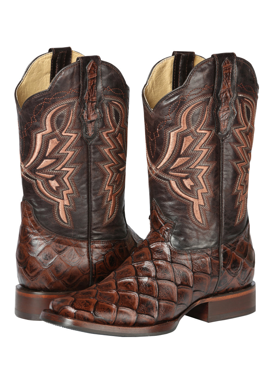 El General Rodeo Boot — Imitation Pirarucu in Brown