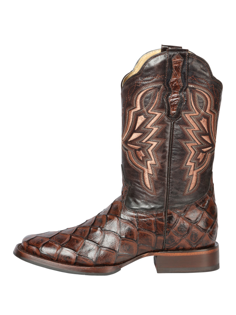 El General Rodeo Boot — Imitation Pirarucu in Brown