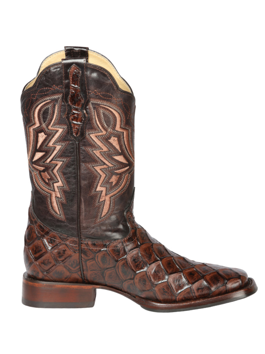 El General Rodeo Boot — Imitation Pirarucu in Brown