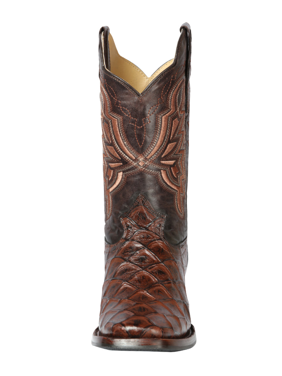 El General Rodeo Boot — Imitation Pirarucu in Brown