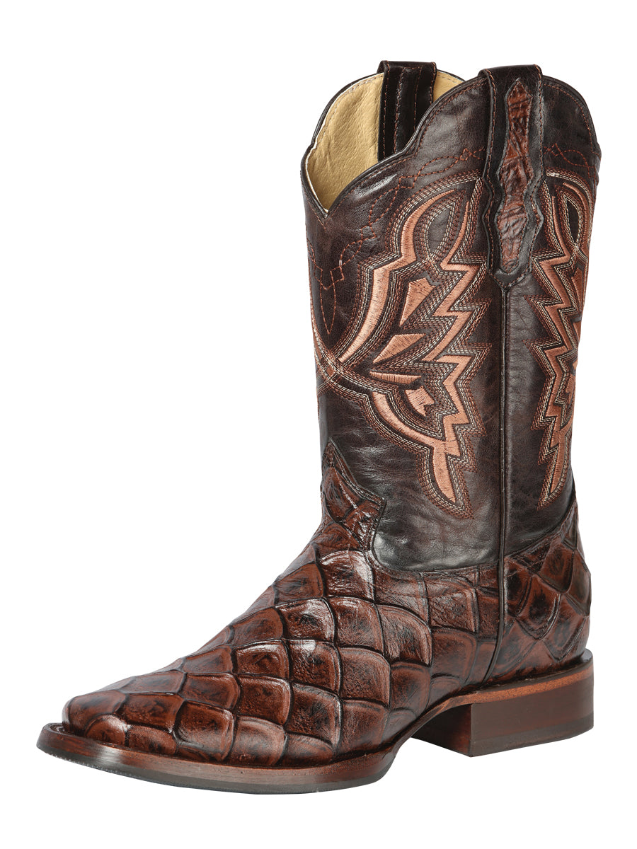 El General Rodeo Boot — Imitation Pirarucu in Brown