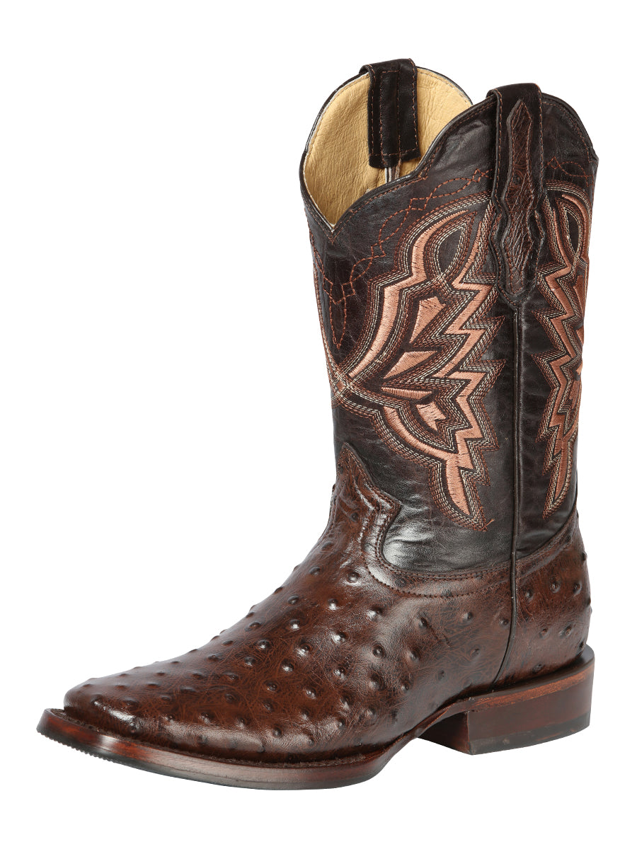 El General Rodeo Boot — Imitation Ostrich in Brown
