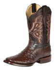 El General Rodeo Boot — Imitation Ostrich in Brown