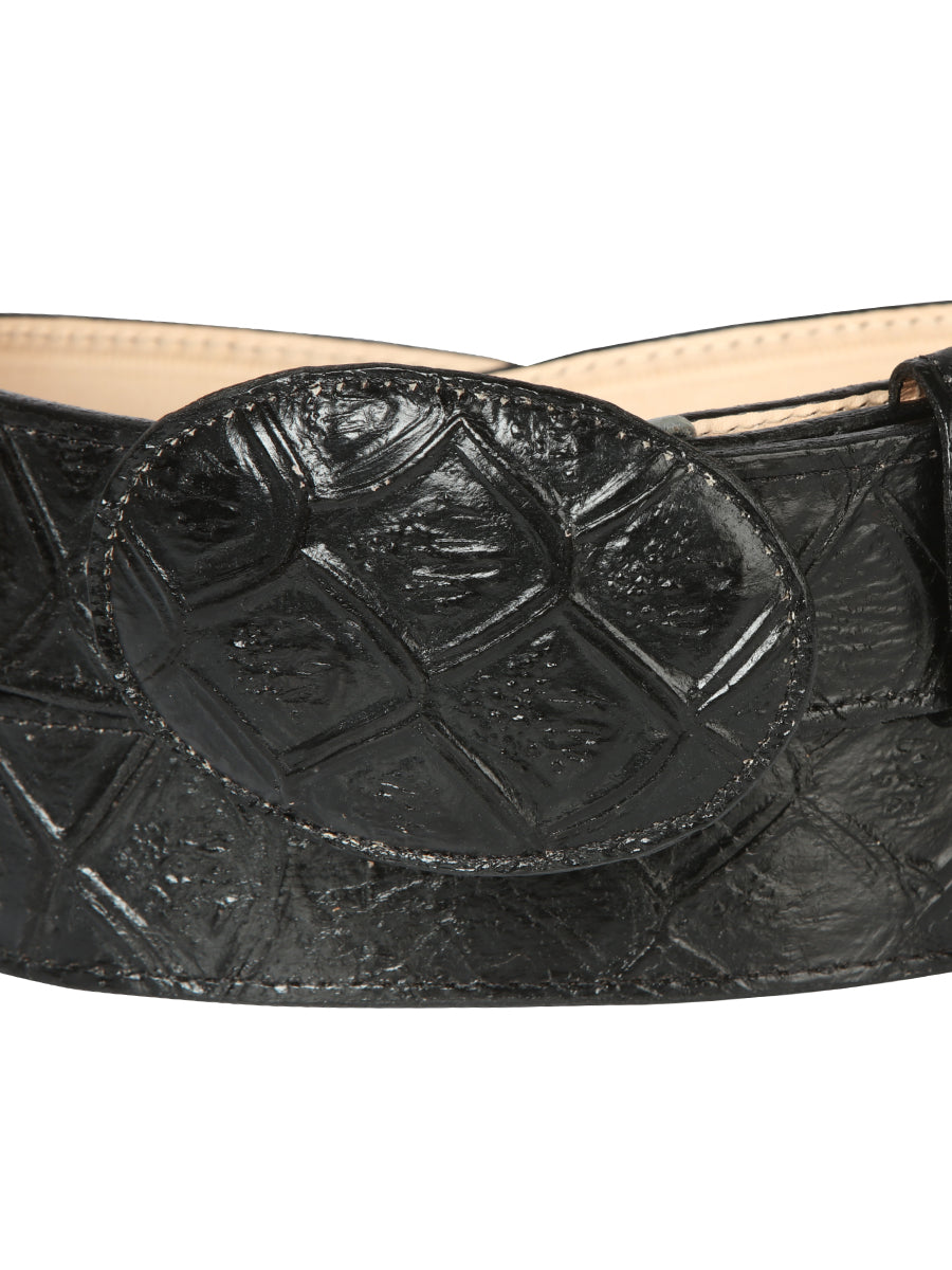 El General Cowboy Belt — Imitation Pirarucu in Black