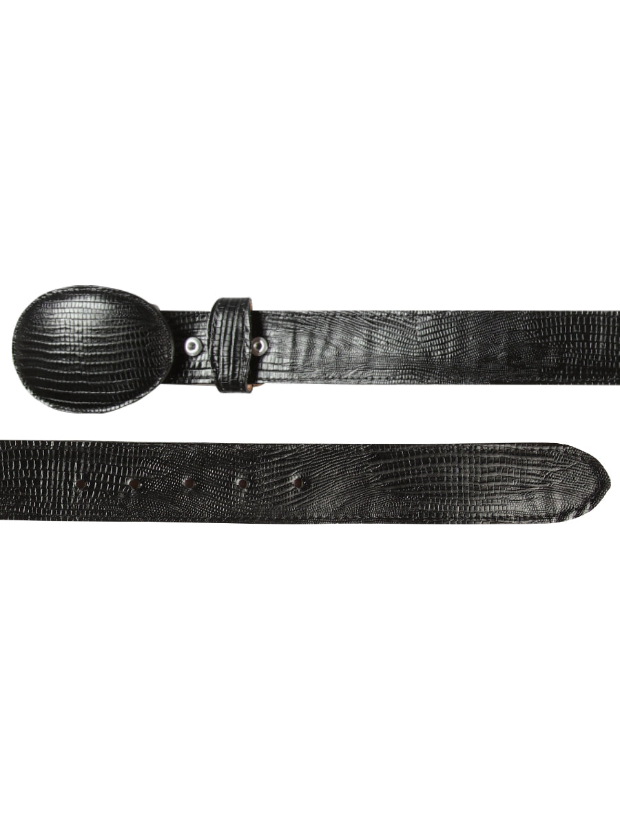 El General Cowboy Belt — Imitation Lizard in Black