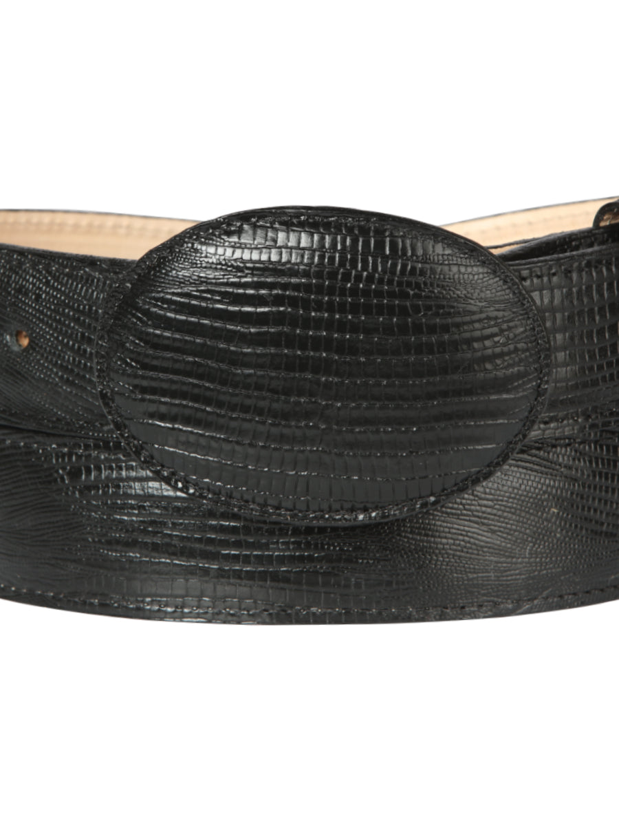 El General Cowboy Belt — Imitation Lizard in Black