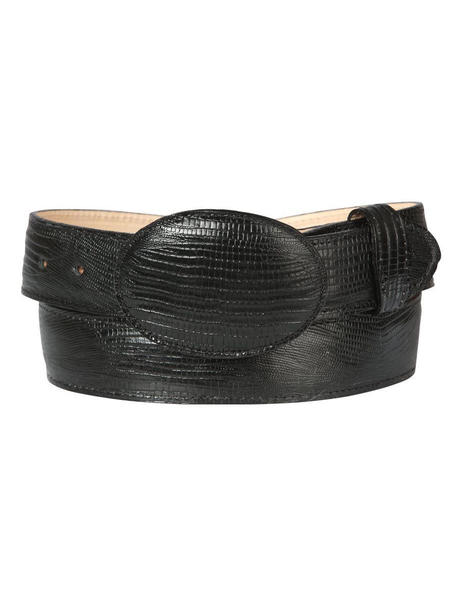 El General Cowboy Belt — Imitation Lizard in Black