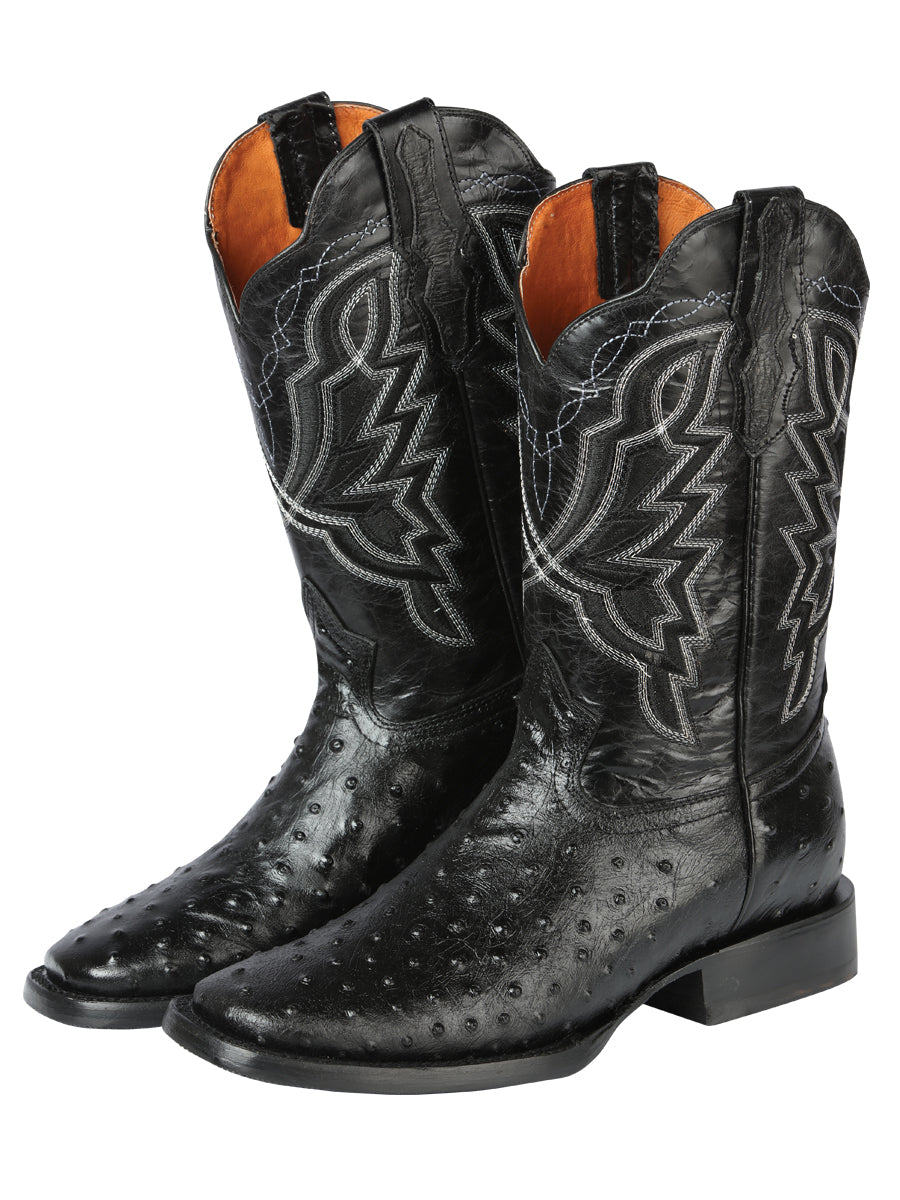El General Rodeo Boot — Printed Ostrich in Black