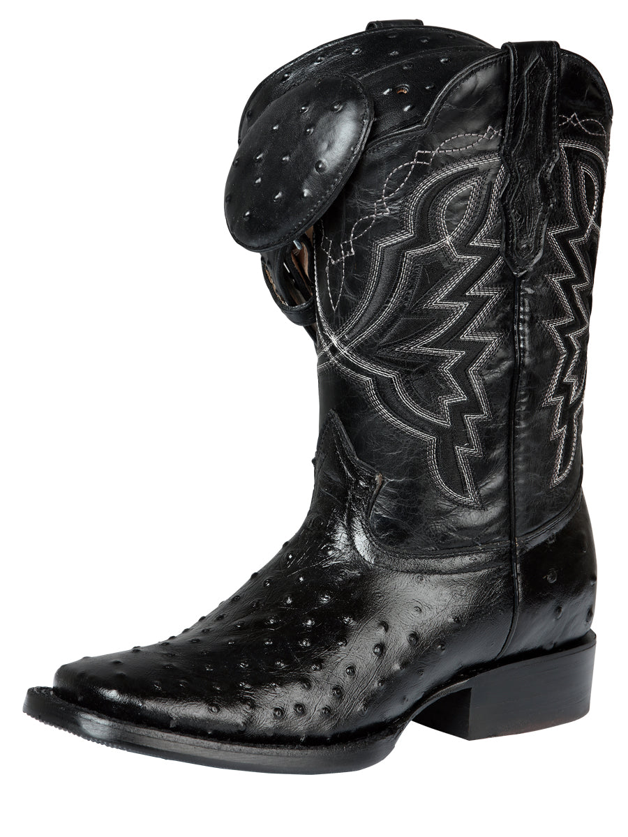 El General Rodeo Boot — Printed Ostrich in Black