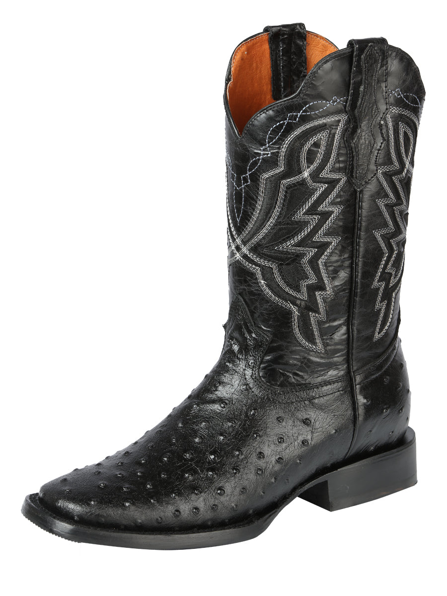 El General Rodeo Boot — Printed Ostrich in Black