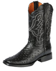 El General Rodeo Boot — Printed Ostrich in Black