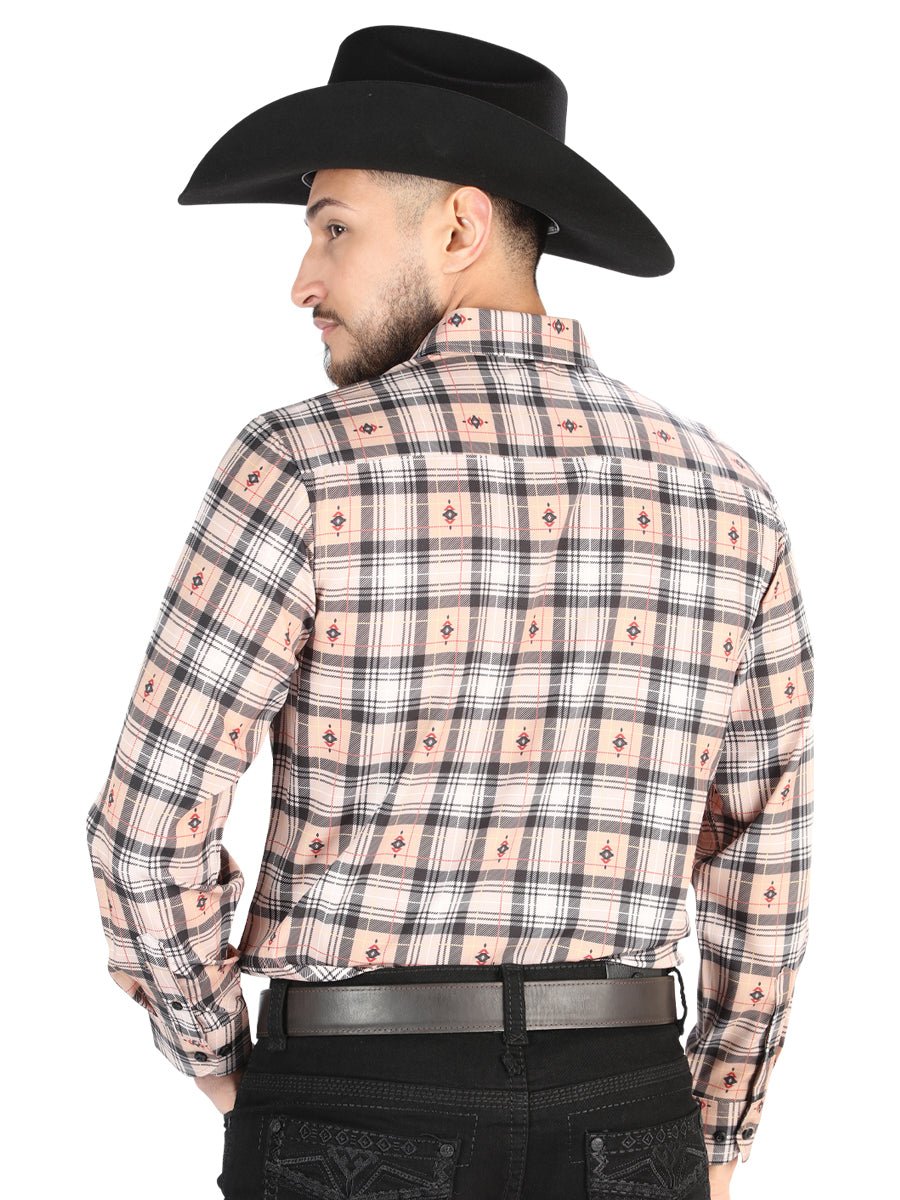 El General Casual Long Sleeve Shirt in Beige/Black