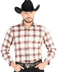 El General Casual Long Sleeve Shirt in Orange/Beige