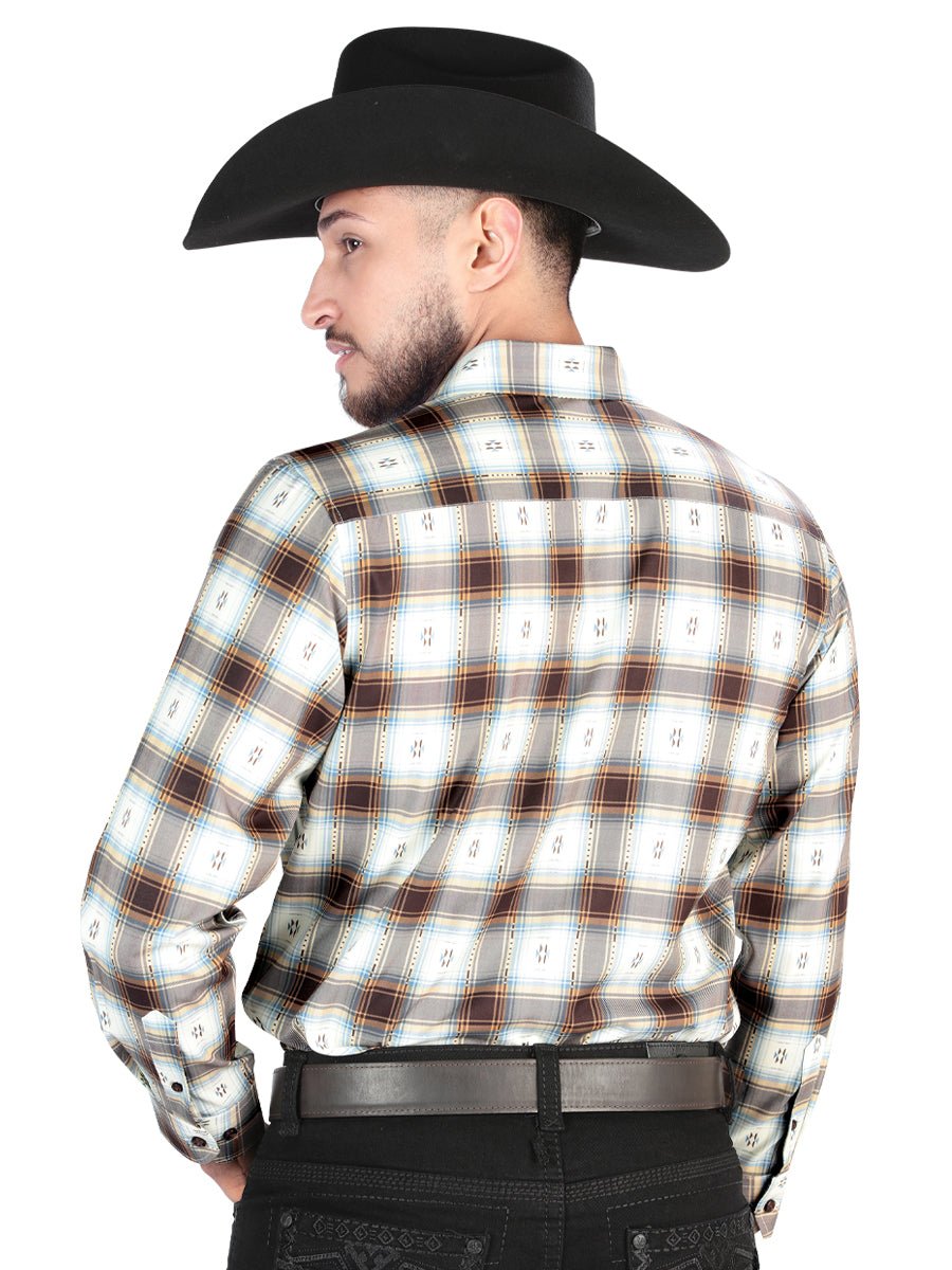 El General Casual Long Sleeve Shirt in Brown/Sand