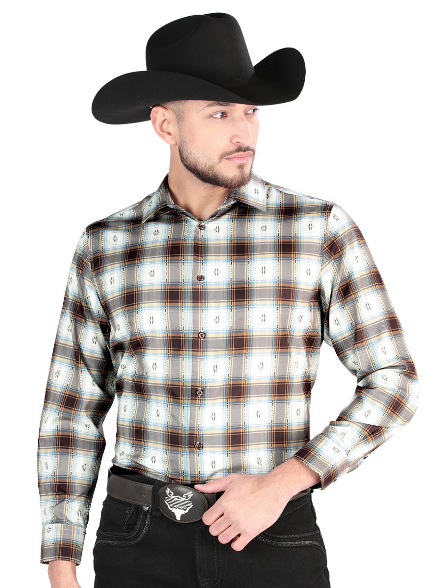 El General Casual Long Sleeve Shirt in Brown/Sand