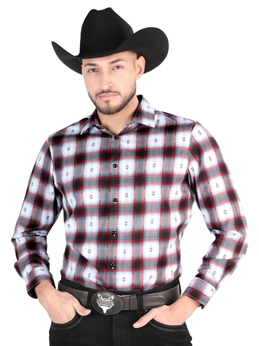 El General Casual Long Sleeve Shirt in Black/Red