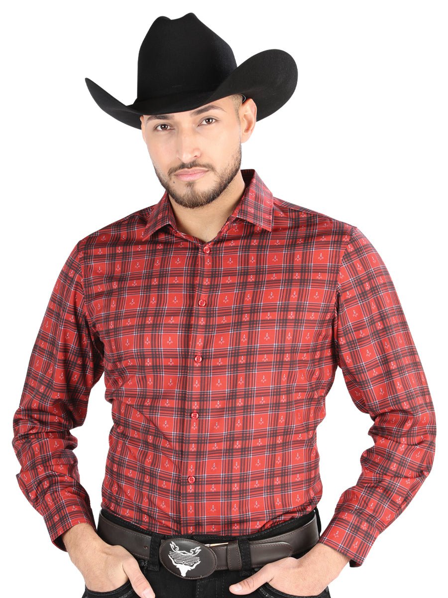El General Casual Long Sleeve Shirt in Red/Black