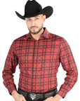 El General Casual Long Sleeve Shirt in Red/Black