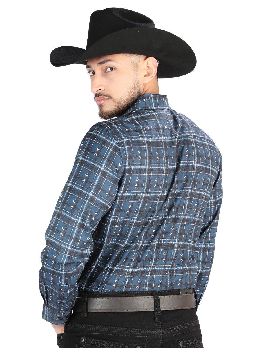 El General Casual Long Sleeve Shirt in Gray/Blue