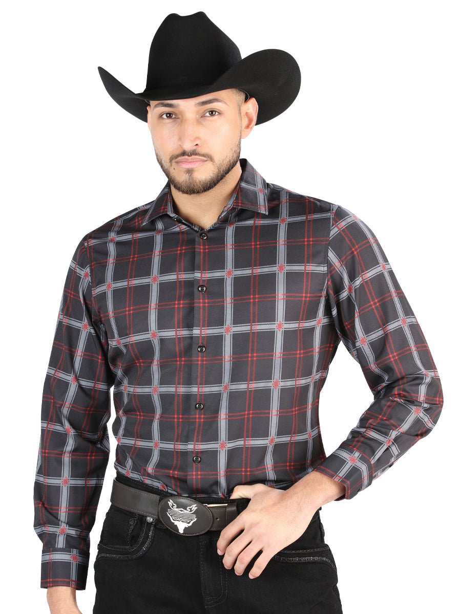 El General Casual Long Sleeve Shirt in Black/Gray