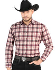 El General Casual Long-Sleeve Shirt in Beige/Red