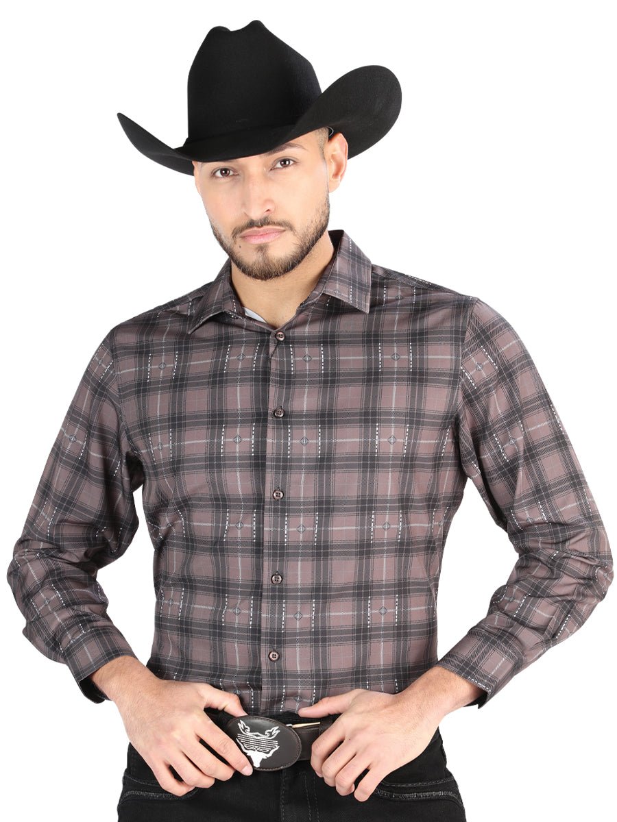 El General Casual Long Sleeve Shirt in Mocha/Olive