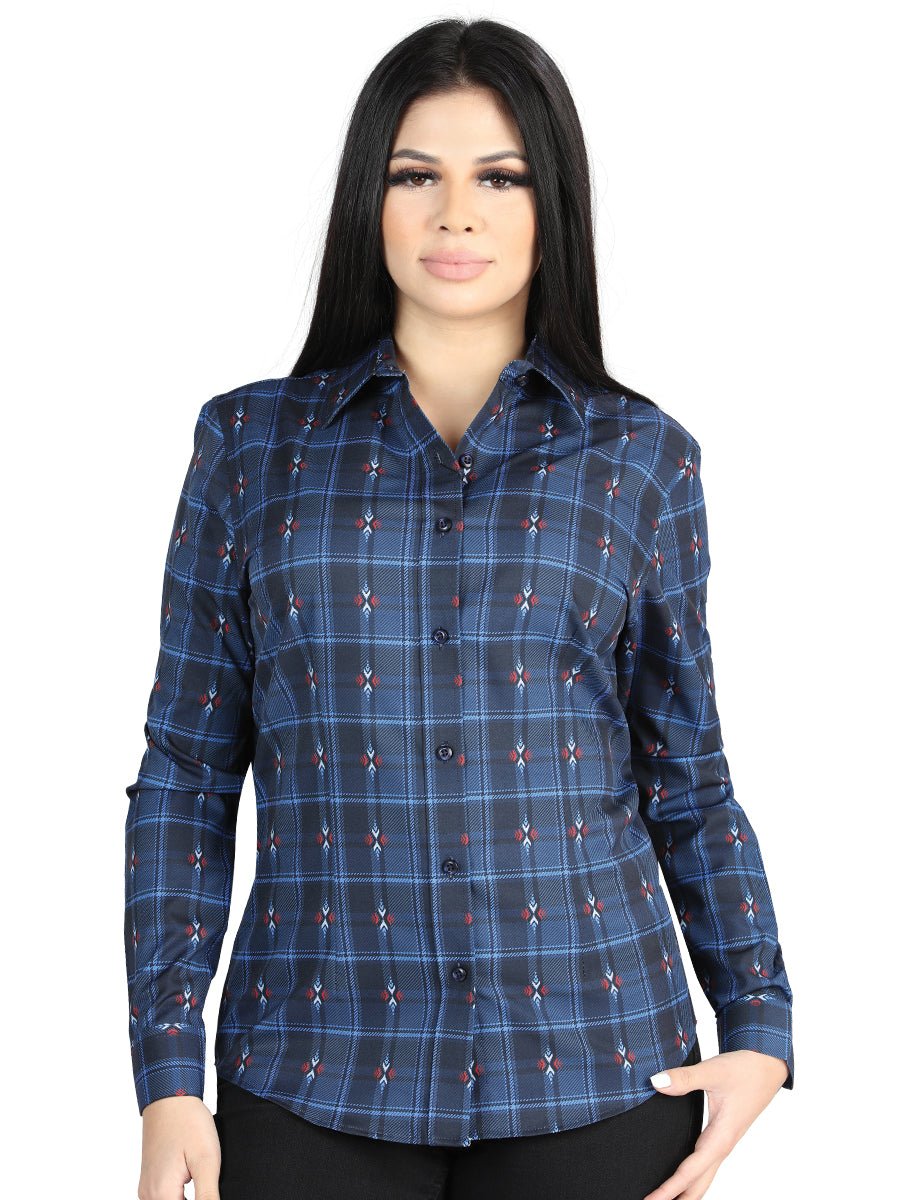 El General Casual Long-Sleeve Shirt in Black/Blue