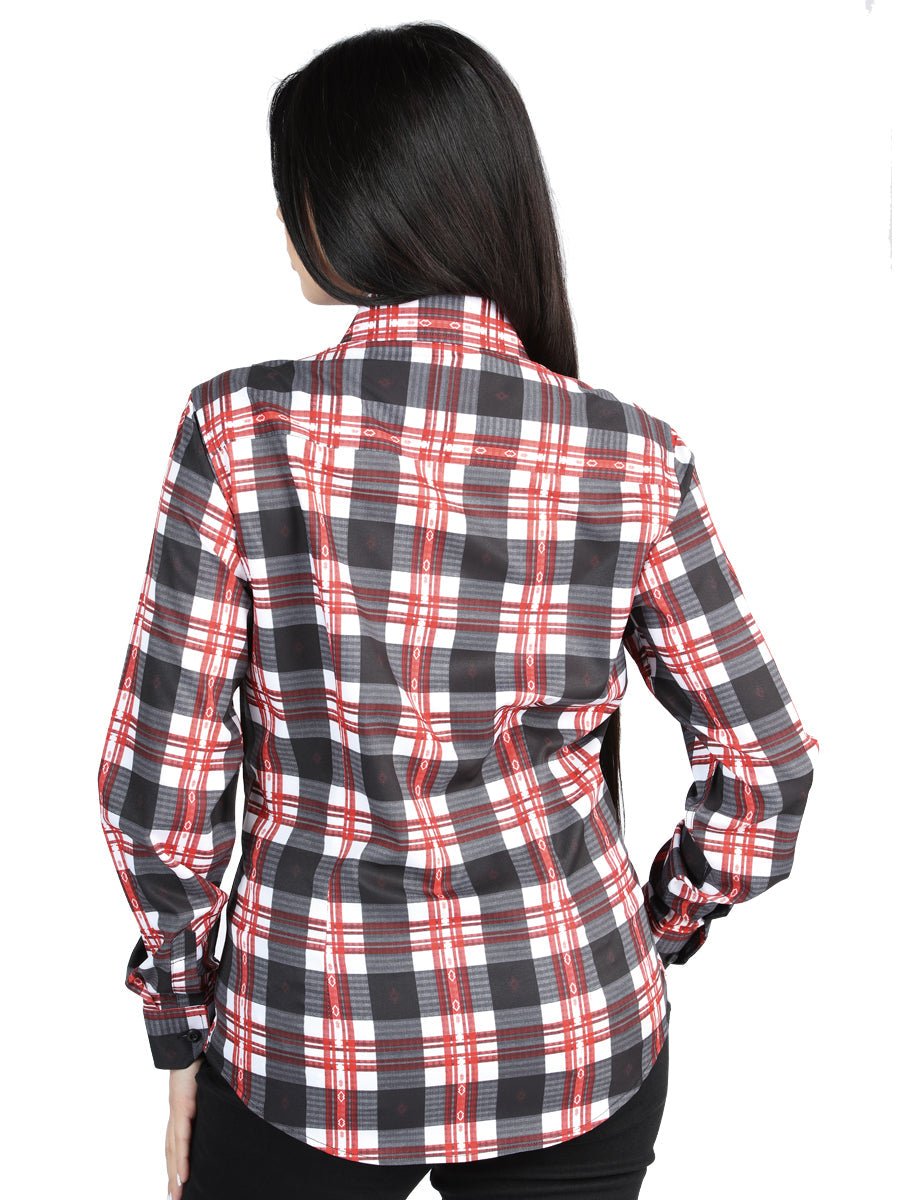 El General Casual Long-Sleeve Shirt in White/Red
