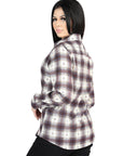 El General Casual Long-Sleeve Shirt in Beige/Burgundy