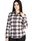 El General Casual Long-Sleeve Shirt in Beige/Burgundy