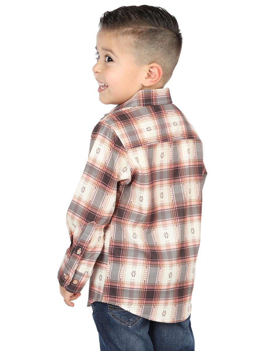 El General Orange/Beige Casual Long-Sleeve Shirt