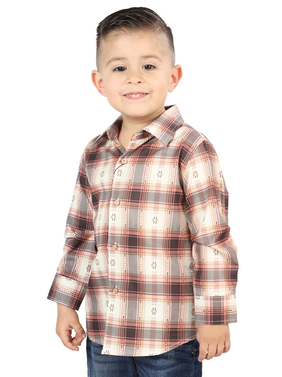 El General Orange/Beige Casual Long-Sleeve Shirt