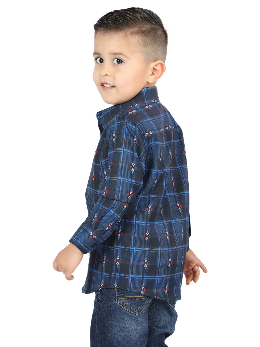 El General Black/Blue Casual Long-Sleeve Shirt