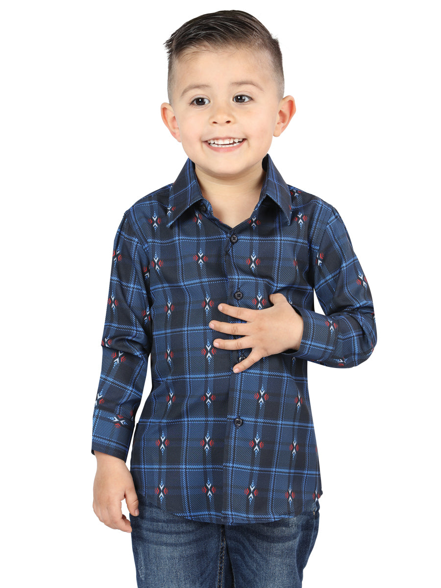 El General Black/Blue Casual Long-Sleeve Shirt