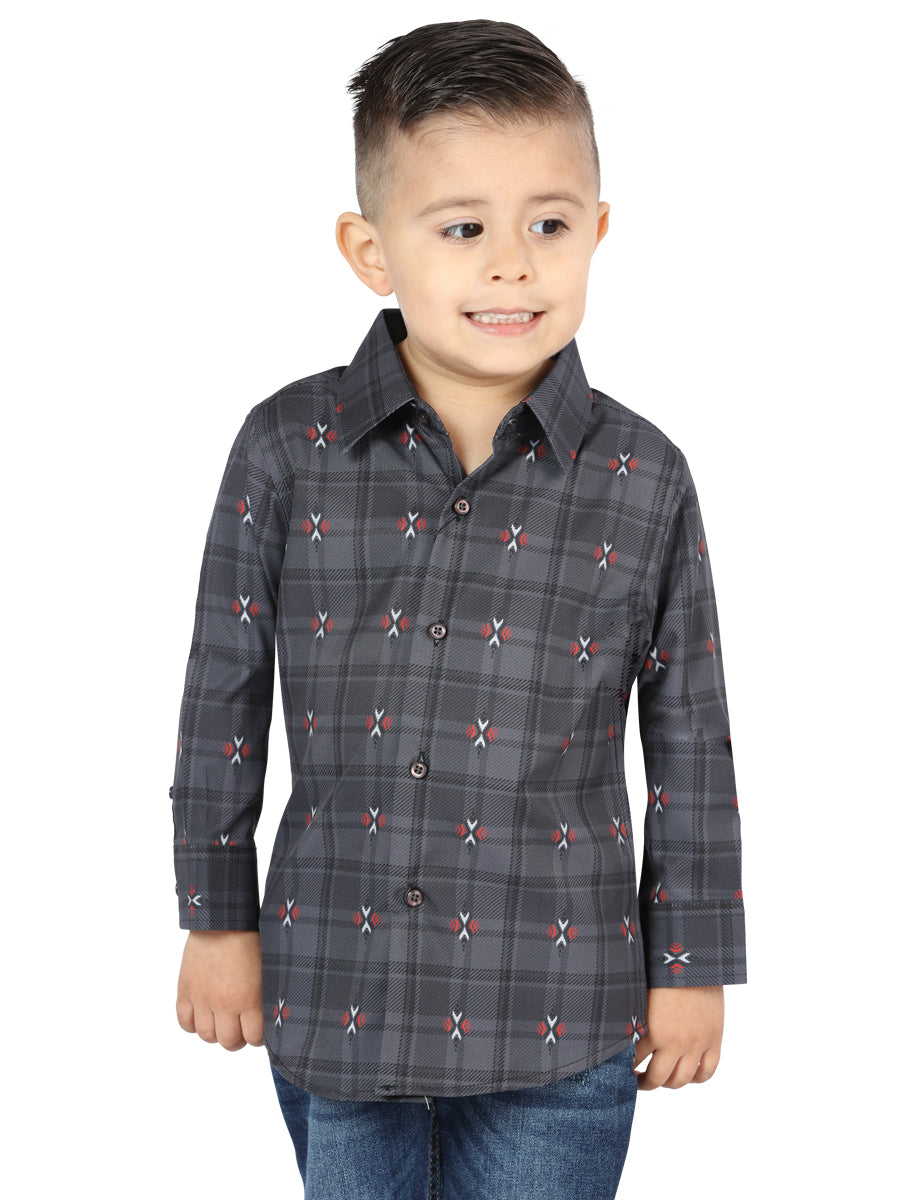 El General Gray/Brown Casual Long-Sleeve Shirt