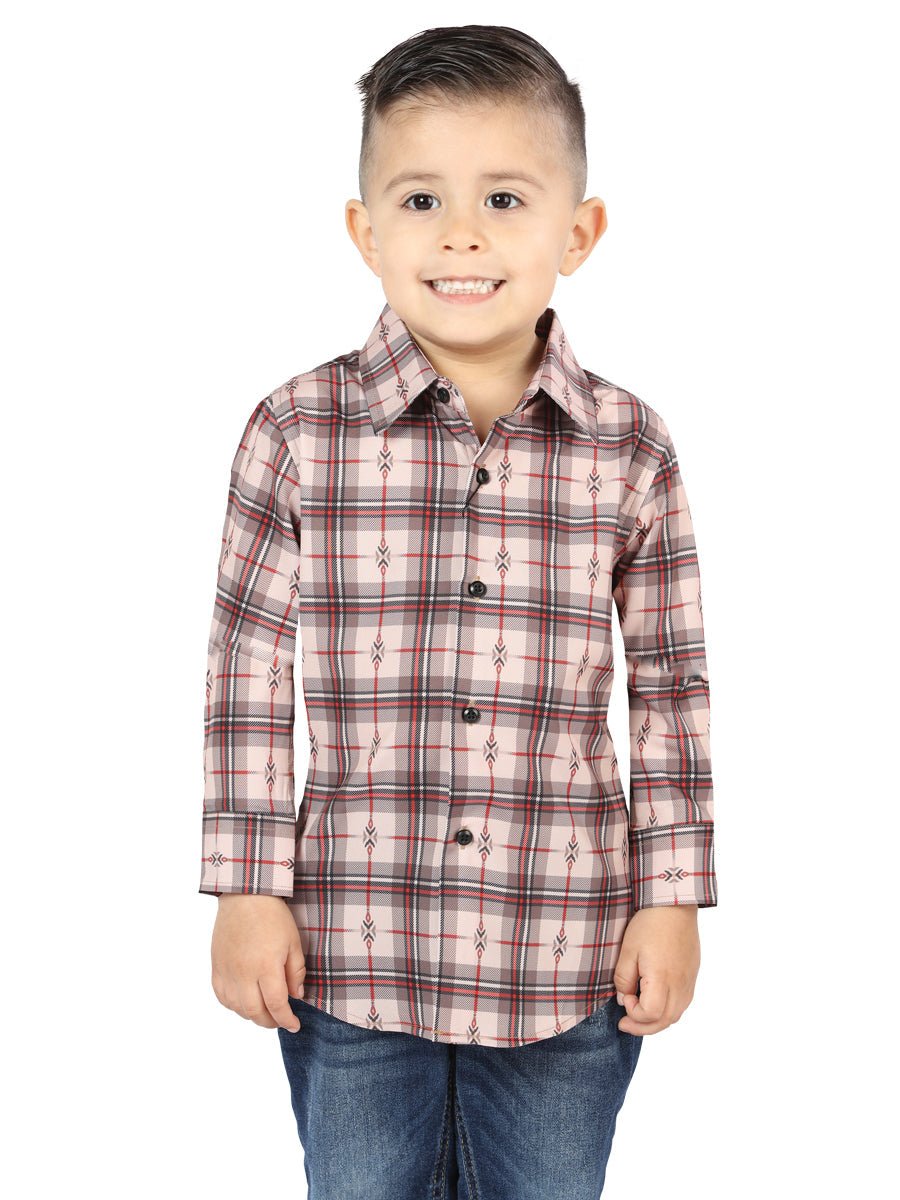 El General Beige/Red Casual Long-Sleeve Shirt