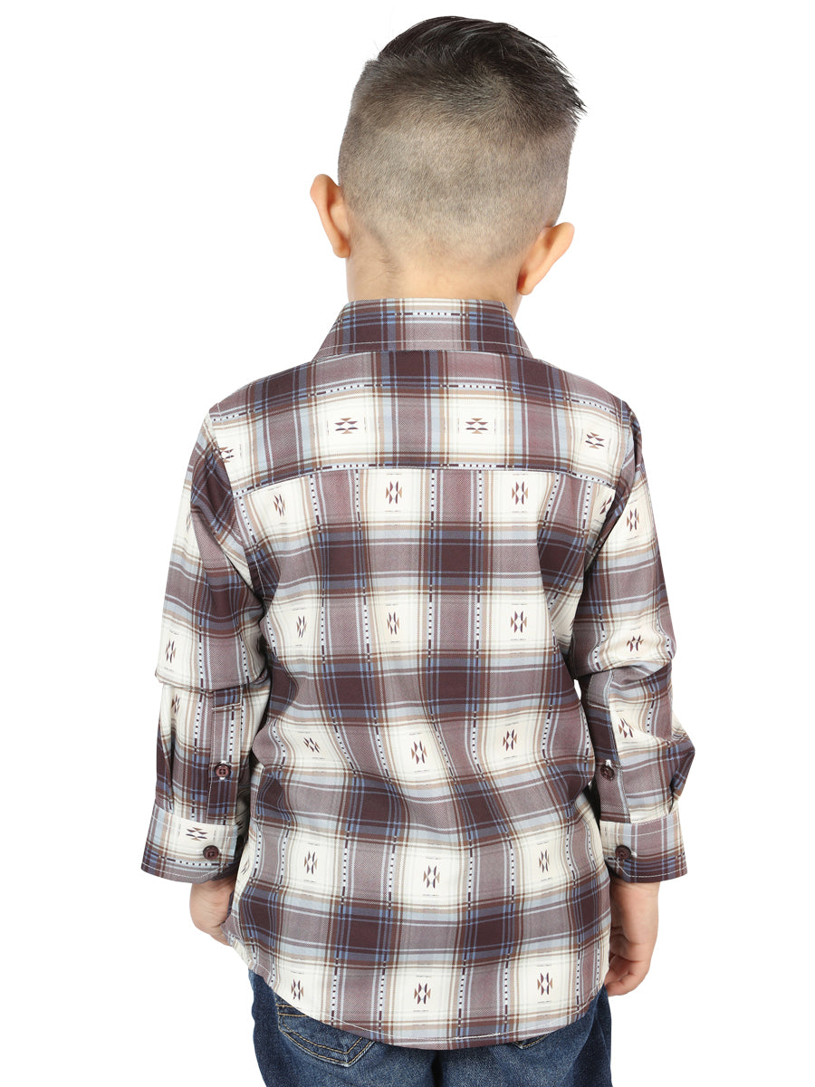 El General Beige/Burgundy Casual Long-Sleeve Shirt